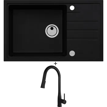 Granitový dřez Granitový dřez SET Alveus INTERMEZZO 130 černá matná + Deante LUKRECJA N72M černá matná