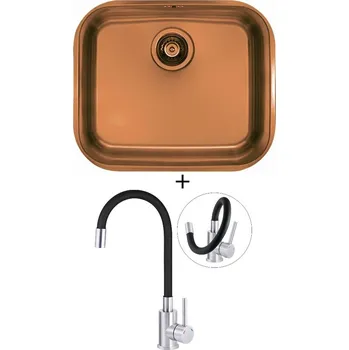 Granitový dřez Dřez pod desku SET Alveus VARIANT 10 Monarch copper + Deante NEO LUNO BOC B720 nerez