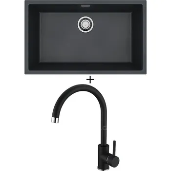 Granitový dřez Dřez pod desku SET Alveus OMNI 40 black 91 + Alveus TONIA black 91