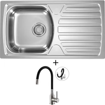 Nerezový dřez Nerezový dřez SET Alveus BASIC 170 fi 90 tkaná struktura + Alveus MINTAS nerez/černá