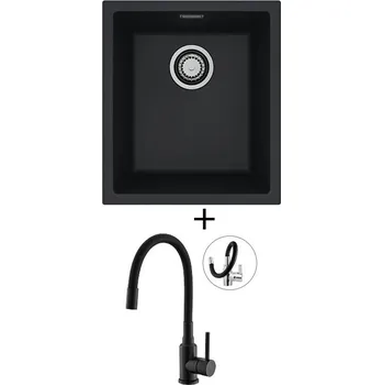 Granitový dřez Dřez pod desku SET Alveus OMNI 10 černá matná + Alveus MINTAS černá matná