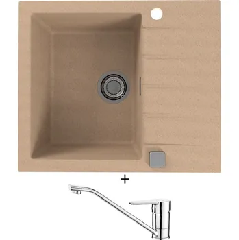 Granitový dřez Granitový dřez SET Alveus CADIT 10 beige 55 + Deante CORIO BFC 060M chrom