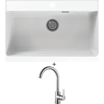Granitový dřez Granitový dřez SET Alveus ATROX 40 white 11 + Alveus TONIA chrom