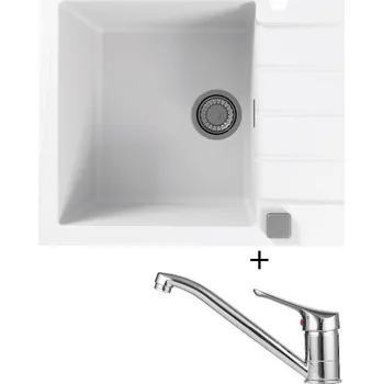 Granitový dřez Granitový dřez SET Alveus CADIT 20 white 11 + Alveus RIVIERA X chrom