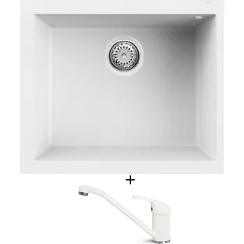 Granitový dřez Granitový dřez SET Elleci QUADRA 105 G68 bianco titano + Elleci MINERVA G68 bianco titano