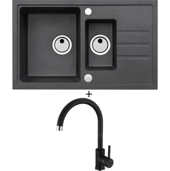 Granitový dřez Granitový dřez SET Alveus INTERMEZZO 70 black 91 + Alveus TONIA black 91