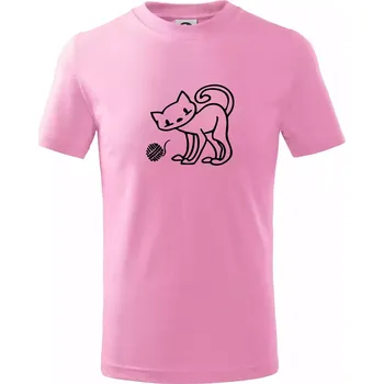 Chlapecké tričko Kočka - Klubíčko - prsa - Tričko dětské bavlněné - 158 cm/12 let ( Růžová )