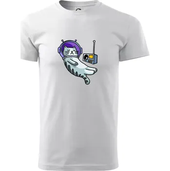 Pánské tričko Kočka na měsíci - Triko extra velké (5-8XL) - 7XL ( Bílá )