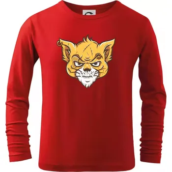 Chlapecké tričko Nasraná kočka Thug life - Triko dětské Long Sleeve - 122 cm/6 let ( Červená )