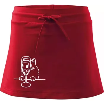 Dámská sukně Kočka a sklínka - Sportovní sukně - two in one - XS ( Červená )