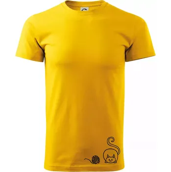 Pánské tričko Kočka klubíčko - Triko extra velké (5-8XL) - 8XL ( Žlutá )