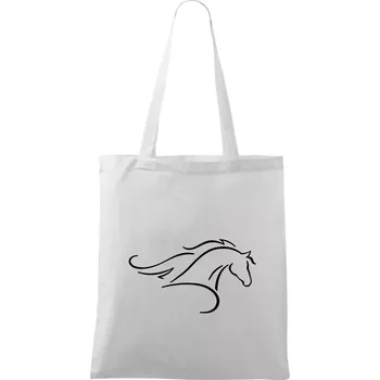 Kůň - bežící silueta hlavy - Taška bavlněná - 42 x 38 cm ( Bílá )