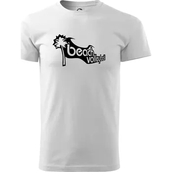 Pánské tričko Beach volleyball obrys - Triko extra velké (5-8XL) - 6XL ( Bílá )