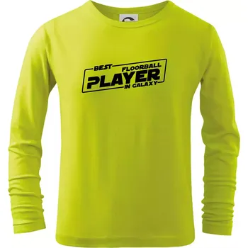Chlapecké oblečení Best floorball player in galaxy - Triko dětské Long Sleeve - 104-110cm / 3-4 roky ( Limetková )