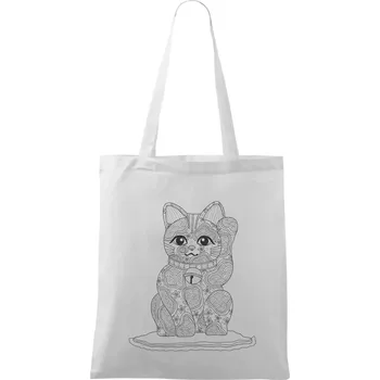 Kočka mávající mandala - Taška bavlněná - 42 x 38 cm ( Bílá )