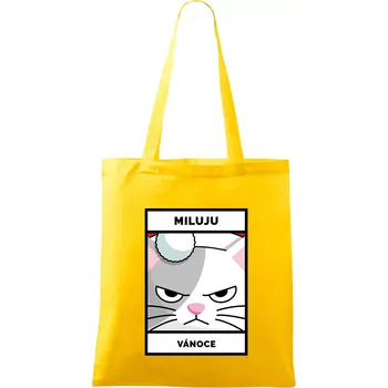 Miluju Vánoce - Taška bavlněná - 42 x 38 cm ( Žlutá )
