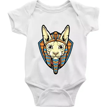 Kojenecký body Egyptská kočka - Body kojenecké s krátkým rukávem - Krátký r. do 3 měs ( Bílá )