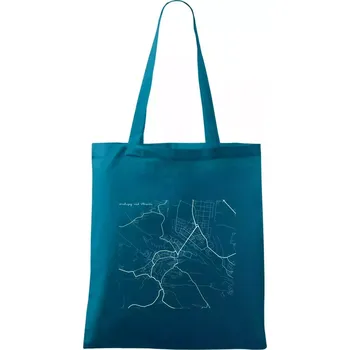 Černobílá mapa Kralupy nad Vltavou - Taška bavlněná - 42 x 38 cm ( Petrolejová )