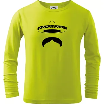 Mexican Mustache - Triko dětské Long Sleeve - 122 cm/6 let ( Limetková )