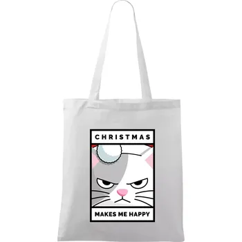 Christmas makes me happy - Taška bavlněná - 42 x 38 cm ( Bílá )