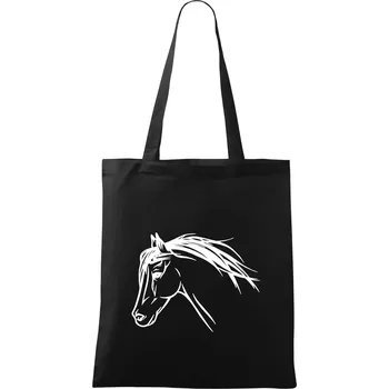 Kůň - hlava celá - Taška bavlněná - 42 x 38 cm ( Černá )