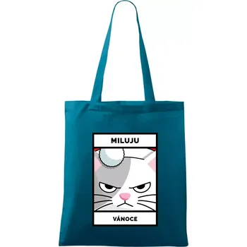 Miluju Vánoce - Taška bavlněná - 42 x 38 cm ( Petrolejová )