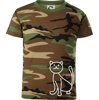 Chlapecké tričko Kočka kouká - Dětské maskáčové triko - 122 cm/6 let ( Hnědý maskáč )