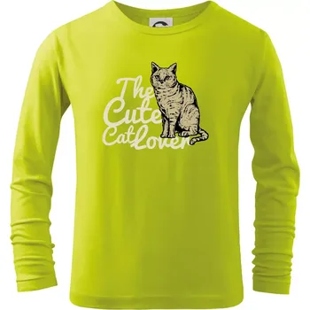 Chlapecké oblečení The cute cat lover - Triko dětské Long Sleeve - 122 cm/6 let ( Limetková )