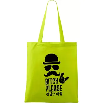 Bitch please! Mustache - Taška bavlněná - 42 x 38 cm ( Limetková )