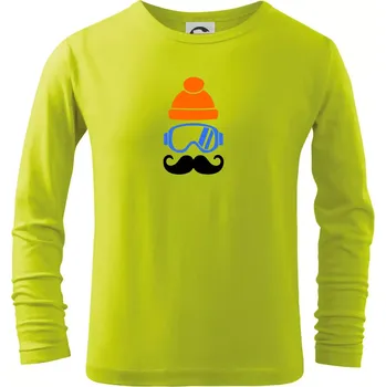 Chlapecké oblečení Lyžař knírač - Triko dětské Long Sleeve - 104-110cm / 3-4 roky ( Limetková )