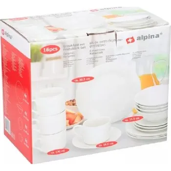 Sada nádobí Jídelní snídaňová sada porcelán 16ks ALPINA