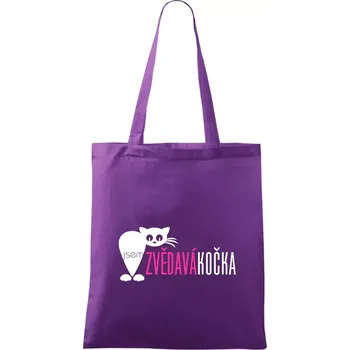 Jsem zvědavá kočka - Taška bavlněná - 42 x 38 cm ( Fialová )