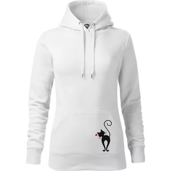 Dámská mikina Zamilovaná kočka zezadu - Mikina dámská Cape s kapucí - XL ( Bílá )