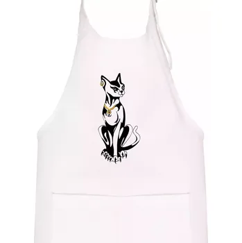 Kuchyňská zástěra Kočka - Egyptská kočka - Dětská zástěra na vaření - Univerzální velikost ( Bílá )