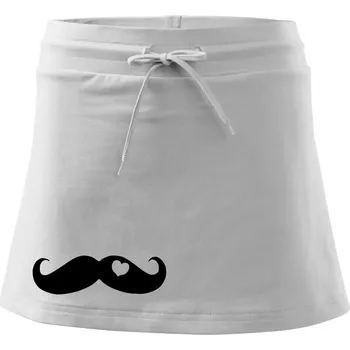 Dámské oblečení Mustache love - Sportovní sukně - two in one - L ( Bílá )