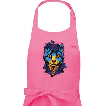 Kuchyňská zástěra Kocour sympaťák - Dámská zástěra na vaření - Univerzální velikost ( Růžová )