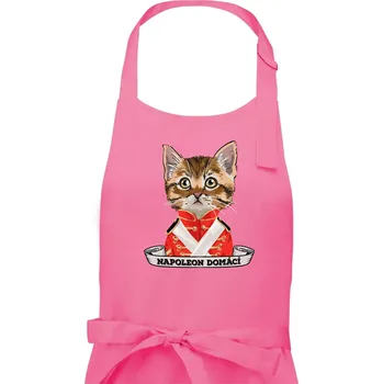 Kuchyňská zástěra Napoleon domácí kočka - Pánská zástěra na vaření - Univerzální velikost ( Růžová )