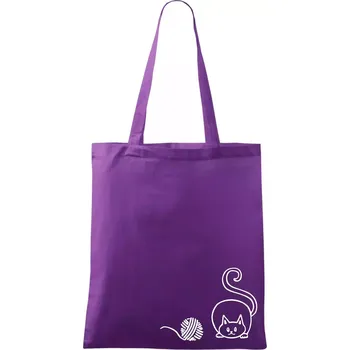 Kočka klubíčko - Taška bavlněná - 42 x 38 cm ( Fialová )