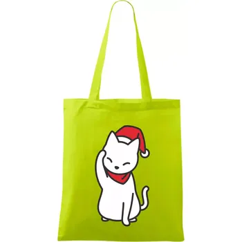 Vánoční kočka mávající - Taška bavlněná - 42 x 38 cm ( Limetková )