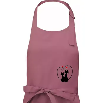 Kuchyňská zástěra Kočky - Zamilovaný pár - Pánská zástěra na vaření - Univerzální velikost ( Starorůžová )