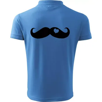 Pánská košile Mustache love - Polokošile pánská Pique Polo 203 - 3XL ( Azurově modrá )