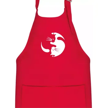 Kuchyňská zástěra Kočka - Jin jang - Dětská zástěra na vaření - Univerzální velikost ( Červená )