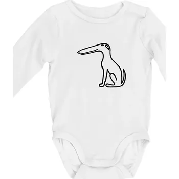 Barzoj obrys černý (Moňas) - Body kojenecké s dlouhým rukávem - Dlouhý r. 6-12 měs ( Bílá )