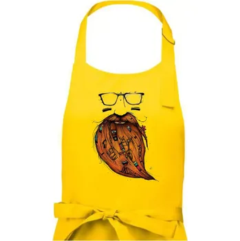 Kuchyňská zástěra Mustache music - Pánská zástěra na vaření - Univerzální velikost ( Žlutá )