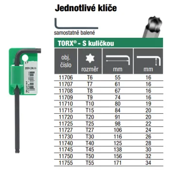 Klíč BONDHUS L.-klíč LT-15 TORX/karta 11715.01