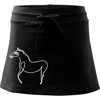 Dámská sukně Kůň kreslený - Sportovní sukně - two in one - XS ( Černá )