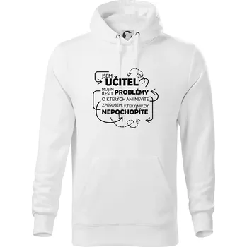 Pánská mikina Jsem učitel a musím řešit problémy - Mikina pánská Cape s kapucí - 5XL ( Bílá )
