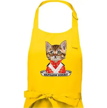 Kuchyňská zástěra Napoleon domácí kočka - Dámská zástěra na vaření - Univerzální velikost ( Žlutá )