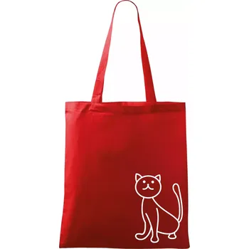 Nákupní taška Kočka kouká - Taška bavlněná - 42 x 38 cm ( Červená )