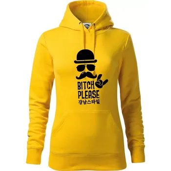 Dámská mikina Bitch please! Mustache - Mikina dámská Cape s kapucí - M ( Žlutá )